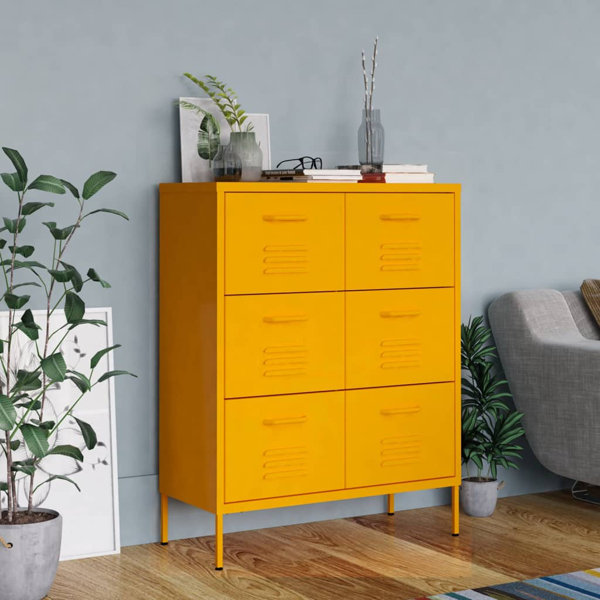 Borough Wharf Mustard Yellow Steel Drawer 80X35x101.5 Cm